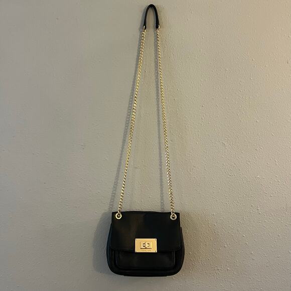 Michael Kors Sloan Black Leather Shoulder
Crossbody Bag Gold Chain Turnlock - Picture 3 of 10